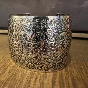 Sarah Coventry, Vintage Silver Floral Cuff Bracelet